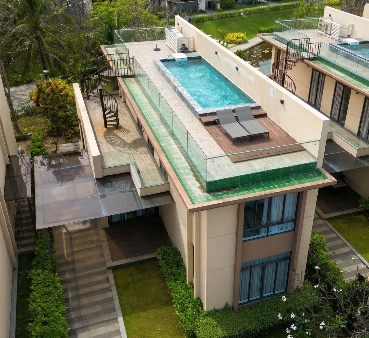 Ocean View Pool Villa with private rooftop pool, seen from above